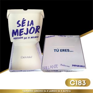 Caja "Tu Eres" Estampada Azul (C183)